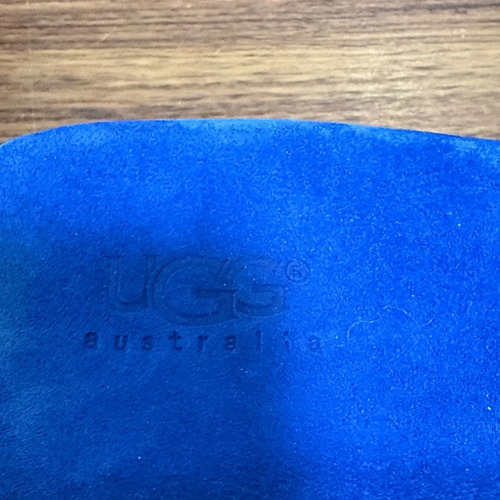 UGG Australia UMA Blue Suede Cork Wedge Woman’s Thong Sandals w/Studs. Size 9W. - Picture 6 of 10